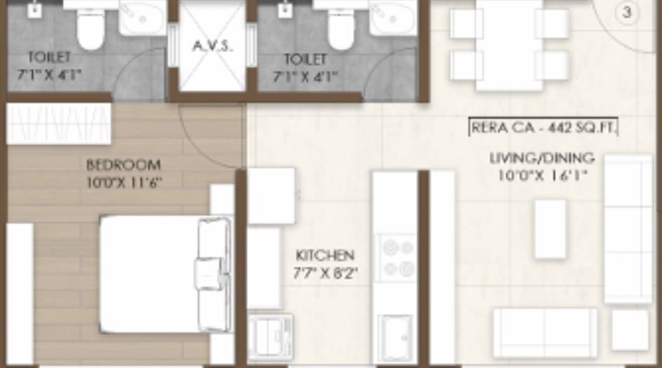PCPL-Vivante-Gallery-1BHK-442-sqft-unit-plan