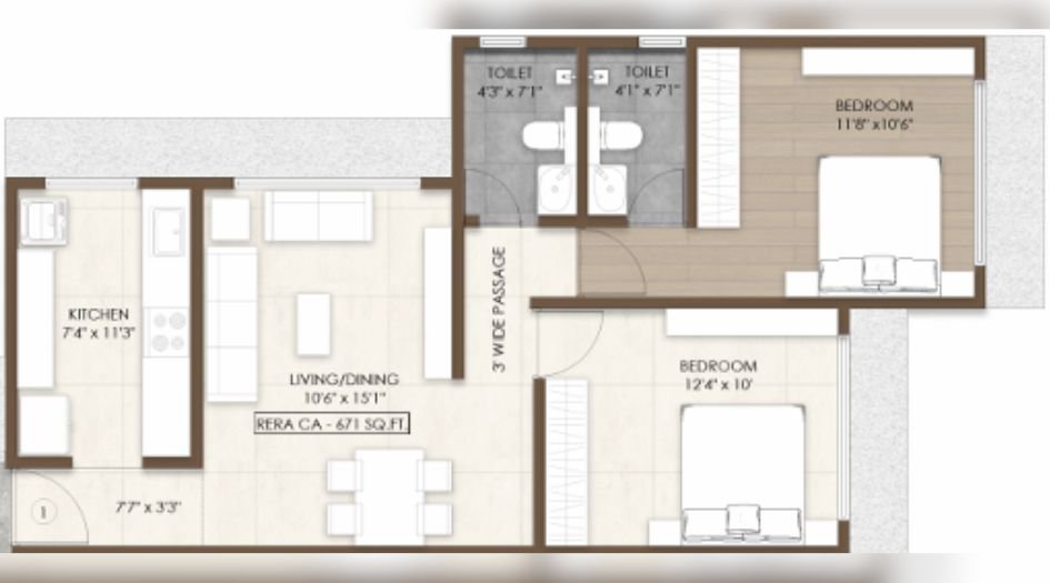 PCPL-Vivante-Gallery-2BHK-671sqft-Unit-Plan